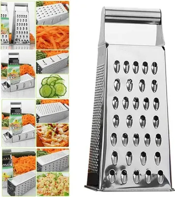 Produktbild von Reibe aus Edelstahl, Reibeisen für Obst, Gemüse, Karotten, Käse, Käsereibe, Küchenreibe zum groben, feinem Raspeln, Vierkantreibe