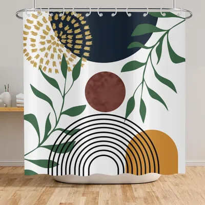 Imagen del producto de Esta cortina de ducha es lavable y está fabricada con tejido de poliéster impermeable y resistente al moho (150 x 180 cm).