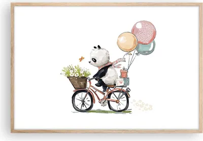 Produktbild von Gerahmtes Poster - Rahmen in heller Eiche - Panda Fahrrad Kinder - 91,5x61 cm - Wand Bild - Wanddeko - Wandbilder - Kunstposter - Wandposter - Bilderrahmen - Bilder - Kunstdruck - P2NAA91x61-4707