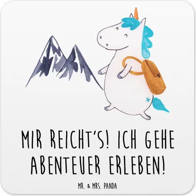 Produktbild von Mr. & Mrs. Panda Untersetzer für Gläser Einhorn Bergsteiger 10er Set - Weiß - Geschenk, Coaster, Weltenbummler, Glas-Untersetzer, Unicorn, Abenteuer, Reisen, Urlaub