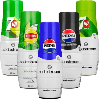 Image de Sirop SodaStream Pepsi, Pepsi MAX, 7UP Zero, 7UP, Lipton Green Tea, 440 ml, 5 pièces
