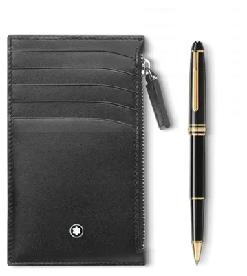Produktbild von Montblanc Meisterstück Classique Gold Rollerball mit Meisterstück Kartenetui 5cc im Set MB130449