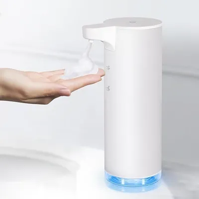 Produktbild von Wiederaufladbarer berührungsloser Seifenspender, Schaumseifenspender aus Edelstahl, geeignet für Badezimmer, Küche, 1500 mAh große Kapazität