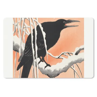 Produktbild von MuchoWow® Mauspad Mousepad Vintage - Krähe - Vogel - Tiere - Zweig 27x18 cm - Mousepads - Maus Mat - Pad - Mausunterlage - Büroartikel - Desk Matten