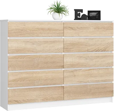 Produktbild von AKORD Furniture Factory OP0LK-1BIASON012, Weiß, Eiche, 10 Schublade(n), Matt, 16 mm, 71 cm, 400 mm