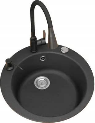 Immagine prodotto di Granitan - Lavello in granito - Lavello da cucina - Nero - con rubinetteria - Lavello
