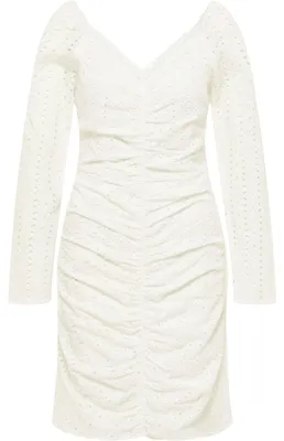 Produktbild von SIDONA Damen Kleid mit Lochstickerei 19223100-SI01, Weiss, XS