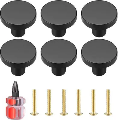 Imagen del producto de Manijas de metal macizo para puertas - Color - Manijas redondas - Manijas para puertas interiores - Juego de 6 unidades