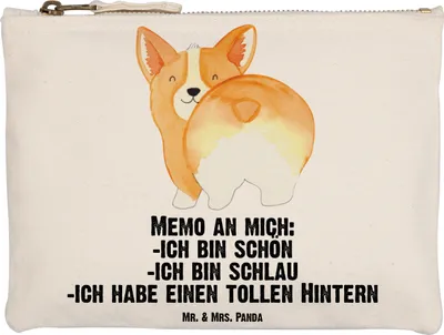 Produktbild von Mr. & Mrs. Panda Pouch Corgi Po Grösse XL Große - Weiß - Geschenk, Positiv, Sprüche, Spruch, Motivation, Federtasche, Federmappe, Achtsamkeit, kosmetiktäschchen, Hund