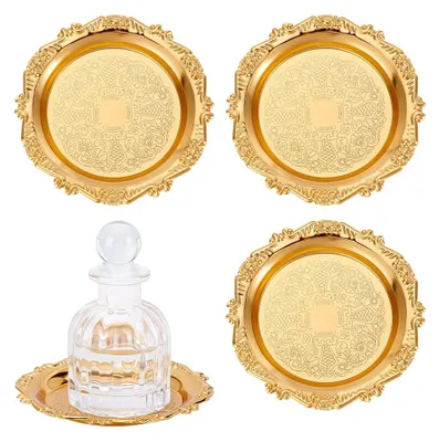 4 goldene Vintage-Tabletts, 10 cm, für Snacks & Deko