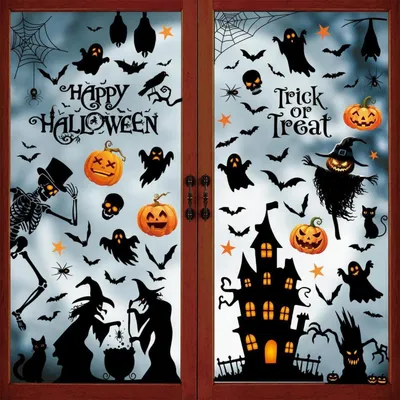 Produktbild von Halloween Fensteraufkleber Wiederverwendbar 9 Blatt PVC Doppelseitig
