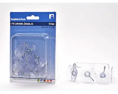 Obrázok produktu pre 10 prísavných háčikov transp., kovové háčiky, Ø 3,5 cm