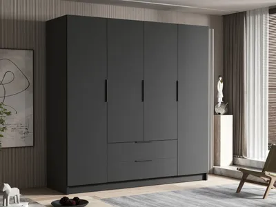 Obrázek produktu pro Velká šatní skříň 200 cm BETILA - černá