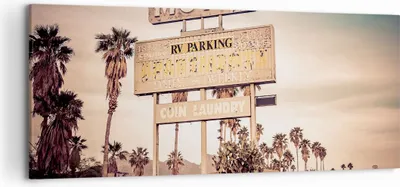 Produktbild von Bild auf Leinwand - Leinwandbild - Amerika Motel Straße Zeichen - 120x50cm - Wand Bild - Wanddeko - Leinwanddruck - Bilder - Kunstdruck - Wanddekoration - Leinwand bilder - Wandkunst - AB120x50-2509