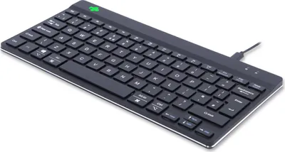 Zdjęcie produktu dla R-Go Tools Ergonomiczna R-Go Compact Break klawiatura, z oprogramowaniem do robienia przerw, QWERTY (UK), przewodowa, czarna, Mini, Przewodowa, USB, Przełącznik nożycowy, QWERTY, Czarny