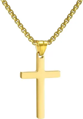 Image de Chaîne croisée pour hommes en acier inoxydable or noir 18 pouces