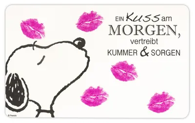 Produktbild von The Peanuts Brettchen Snoopy – Ein Kuss am Morgen, vertreibt Kummer & Sorgen! Frühstücksbrettchen Schneidbrettchen aus Resopal
