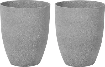 Zdjęcie produktu dla BELIANI Zestaw 2 doniczek 43x52 cm okrągłe szare mix kamieni dom taras balkon