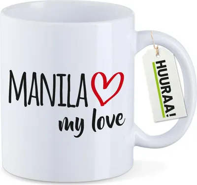 Produktbild von Huuraa Kaffeetasse Manila my love 330ml Weiß Keramik Kaffeebecher Geschenkidee