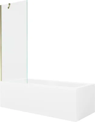 Zdjęcie produktu dla Mexen Cubik wanna prostokątna 160 x 70 cm z obudową i parawanem 1-skrzydłowym 70 cm, transparent, złoty - 550316070X9507000050