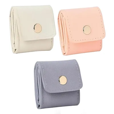 Produktbild von 3pcs Reise-Schmuckaufbewahrung, faltbare Schmuckrolle (3 Farben), geeignet für Halsketten, Ohrringe, Ringe, Armbänder, Broschen, tragbar