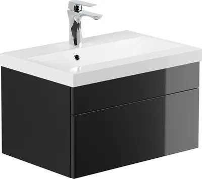 Produktbild von HOME DELUXE - Badmöbel-Set - WANGEROOGE schwarz - Small - inkl. Waschbecken und komplettem Zubehör - Breite Waschbecken: ca. 60 cm I Badezimmermöbel Waschtisch Badmöbelset