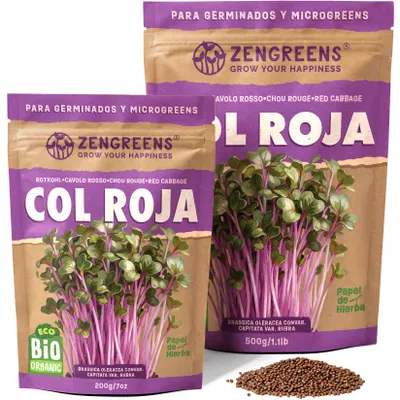 Imagen del producto de ZenGreens® Semillas Eco para Germinar Col Lombarda 200 g – Brotes y Microgreens
