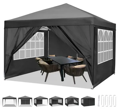 Image de Tente pliante - Tente de réception - Tente pliable - Pavillon - Pergola - 3x3 mètres - Imperméable et protection UV