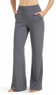 Produktbild von Lange Yogahosen für Damen mit hoher Taille und weiter Beinweite