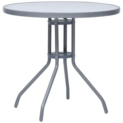 Produktbild von The Living Store Gartentisch Hellgrau 80 cm Stahl und Glas