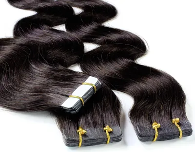 Produktbild von hair2heart Tape Extensions Echthaar Gewellt - 10 Tapes 2.5g 60cm Dunkelbraun