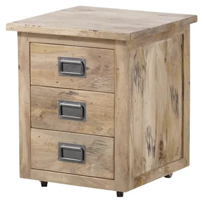 Immagine prodotto di MASSIVMOEBEL24 | Nachttisch Mango 50x50x60 beige lackiert RAILWAY #3003