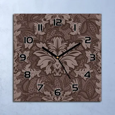 Produktbild von Wanduhr Echt-Glas-Küchenuhr Damastbraunes grau Quarz 30x30 Deko Bilder