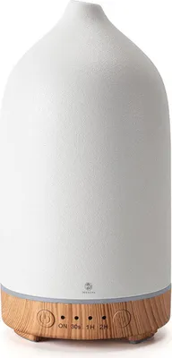 Produktbild von Recalma Aroma diffuser Keramik, Weiß Diffusor für ätherische öle, Free Duftöl Luftbefeuchter, Einstellbarem Nebelmodus und Timer, Luftentfeuchter