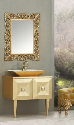 Produktbild von Casa Padrino Luxus Barock Badezimmer Set Gold - Waschtisch mit Waschbecken und Wandspiegel - Barock Badezimmermöbel - Edel & Prunkvoll