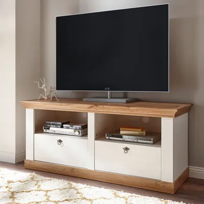 Produktbild von Landhaus Lowboard 152cm pinie weiß / wotan eiche TV Board