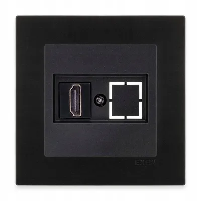 Image de Prise multimédia HDMI, noir métallisé + cadre, noir métallisé, EXEN