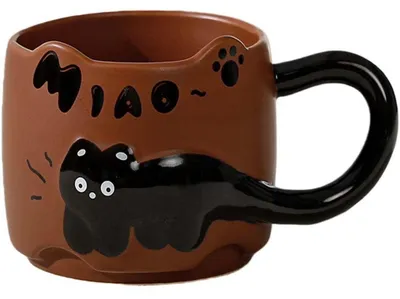 Produktbild von Kaffeetasse 3D Katze Keramik Braun 380ml