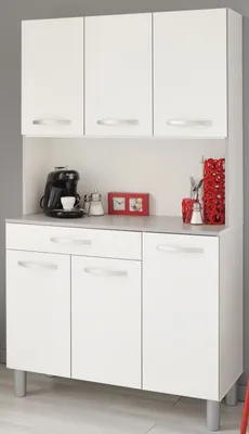 Produktbild von Parisot Buffet Skoon Küchenbuffet in weiß mit viel Stauraum und Arbeitsfläche