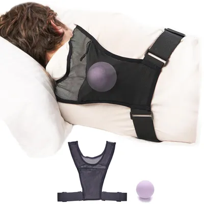 Image de Aide au sommeil anti-ronflements - Entraîneur pour les dormeurs latéraux - Thérapie de position - Réglable - Léger - Inclut une boule pour éviter de dormir sur le dos - Gilet de sommeil