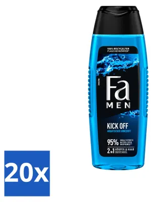 Zdjęcie produktu dla 20 sztuk żelu pod prysznic Fa Men, zapach: woda i mięta, pojemność: 250 ml, zestaw ekonomiczny