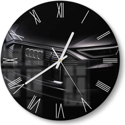 Produktbild von DEQORI Glasuhr Ø30 cm Römisch 'Audi Frontalaufnahme' Wanduhr Glas Uhr Design leise