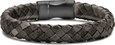 Produktbild von Frank 1967 bracelet dark grey braided leather 20cm ipb