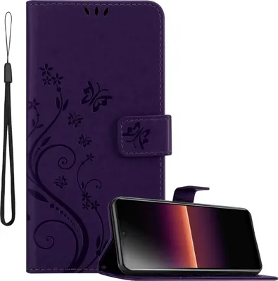 Immagine prodotto di Cadorabo cover per Sony Xperia L4 in FLORAL DARK PURPLE cover protettiva in design floreale con chiusura magnetica, funzione stand e slot per carte di credito flip case flower cover custodia per cellulare flap cover book case