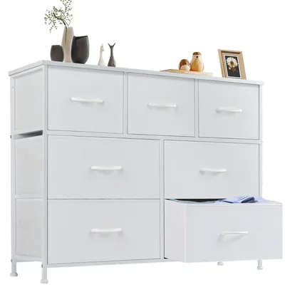 Image de Sweetcrispy commode à tiroirs commodes & sideboards pour chambre à coucher,armoire à 7 tiroirs,commode en tissu avec cadre solide en acier