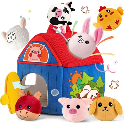 Imagen del producto de Juguete Montessori de granja con animales de peluche