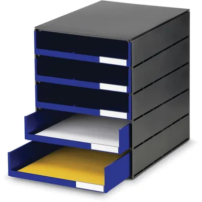 Produktbild von Schubladenbox styroval 5 Schubladen offen schwarz/blau