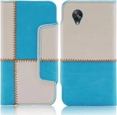 Produktbild von LG Nexus 5 numia Bookstyle Nahtmuster Blau-Weiss