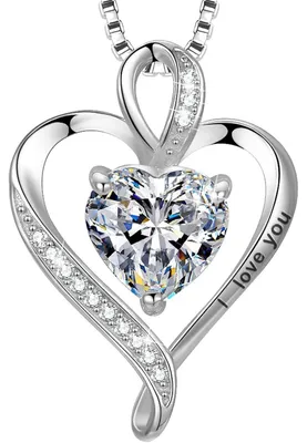 Immagine prodotto di Collana con ciondolo a cuore, argento 925, con incisione "Ti amo" e confezione regalo con pietra portafortuna