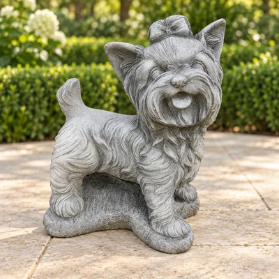 Produktbild von Steinguss-Figur Yorkshire Terrier stehend